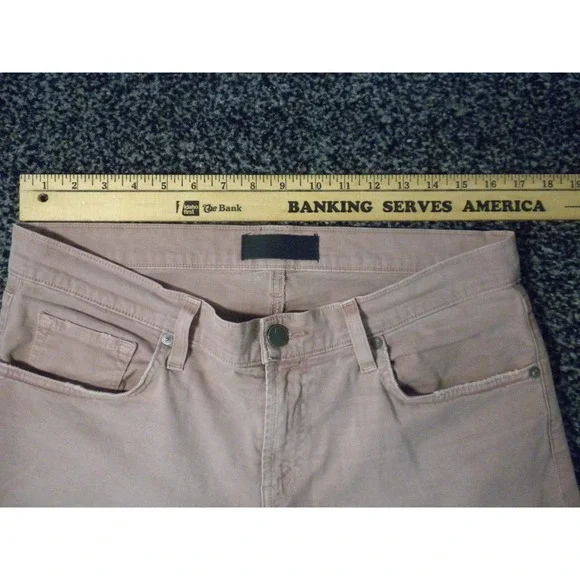 J Brand Tyler Jeans Mens 33x32‎ Thrashed Radish Red Denim Slim Fit Distressed - Picture 12 of 16